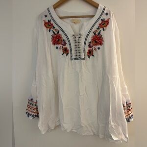 Embroidered White Boho Top